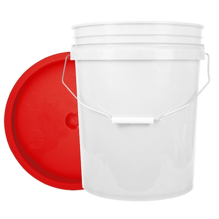 World Enterprises Bucket, 12 in H, White and Red 5WHT,345RED